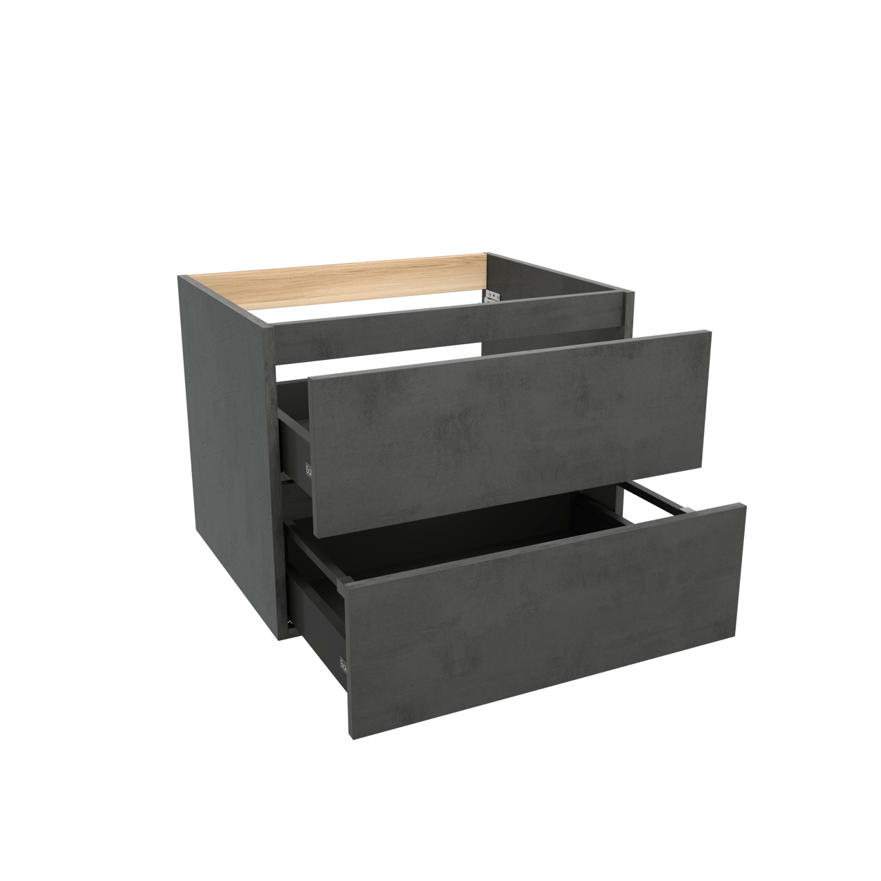 Balmani Lucida hängender Waschbeckenunterschrank: 67,5 x 55 cm, Beton dunkelgrau, 2 Schubladen