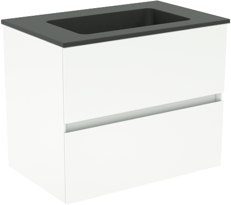 Storke Edge meuble salle de bains suspendu 60 x 40 cm blanc mat avec Scuro plan simple en quartz noir mat