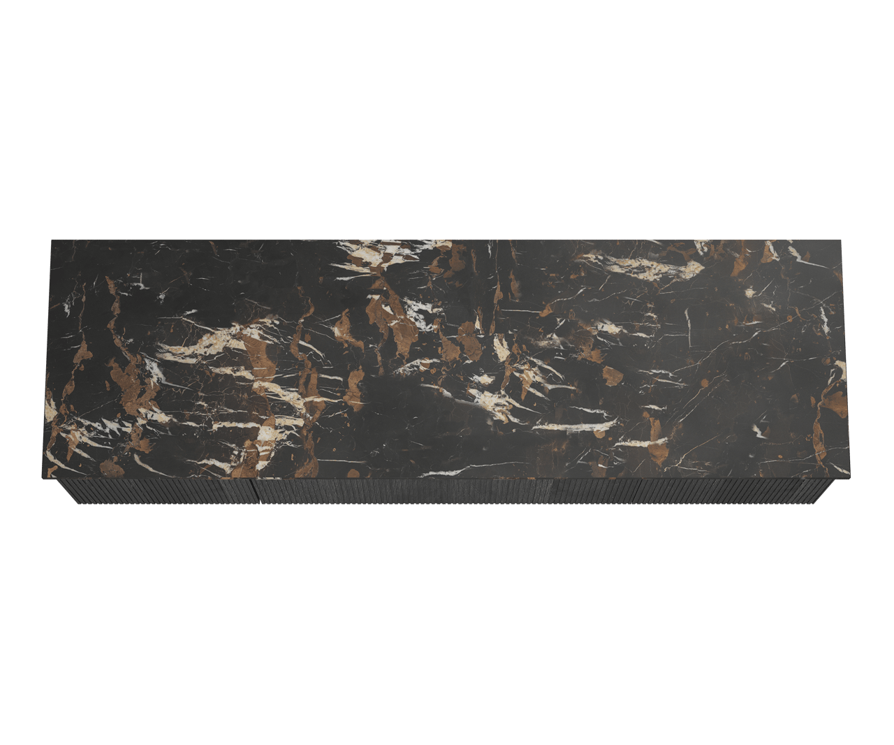 Balmani Forma meuble salle de bains suspendu 180 x 55 cm chêne noir avec Stretto tablette simple ou double en marbre portoro gold, Nervure droite symétrique verticale