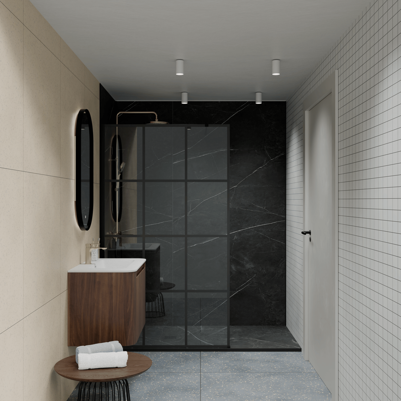 Luca Varess Suite Duschwanne 180 x 90 cm Marmorkomposit Marble Dark 