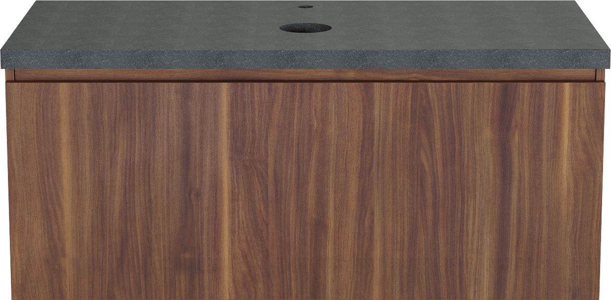 Balmani Sfera by Lucida meuble salle de bains suspendu 120 x 55 cm noyer américain avec Rock tablette simple en granit noir