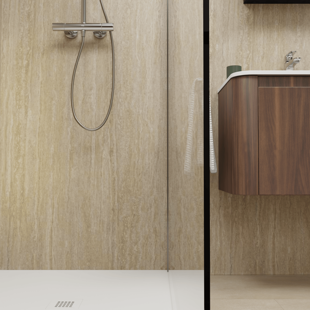 Florris Sevilla SPC wandpanelen, 2 stuks, 120 x 260 cm, Travertin