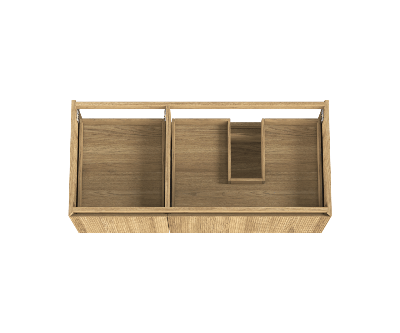 Balmani Fila by Mitra hängender Waschbeckenunterschrank: 120 x 55 cm, asymmetrisch rechts, Eiche Natur, Furnierholz, 4 Schubladen