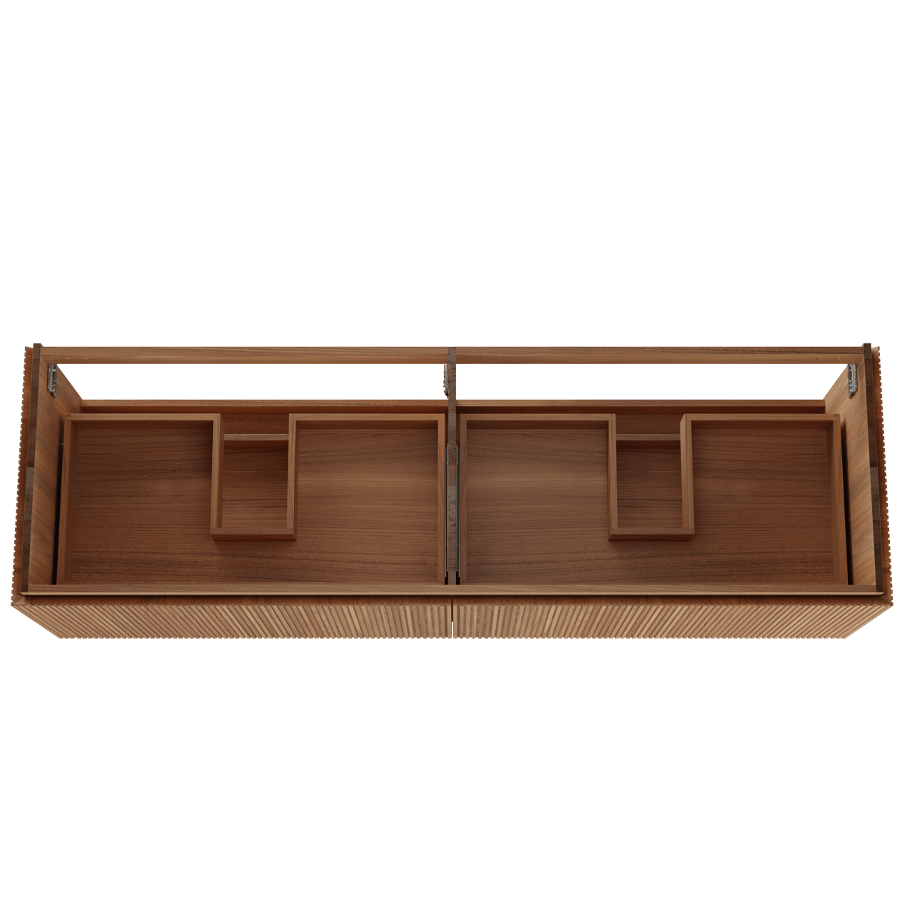 Balmani Eclips meuble sous-lavabo suspendu 180 x 55 cm Teck 4 tiroirs Nervure sym. vert.