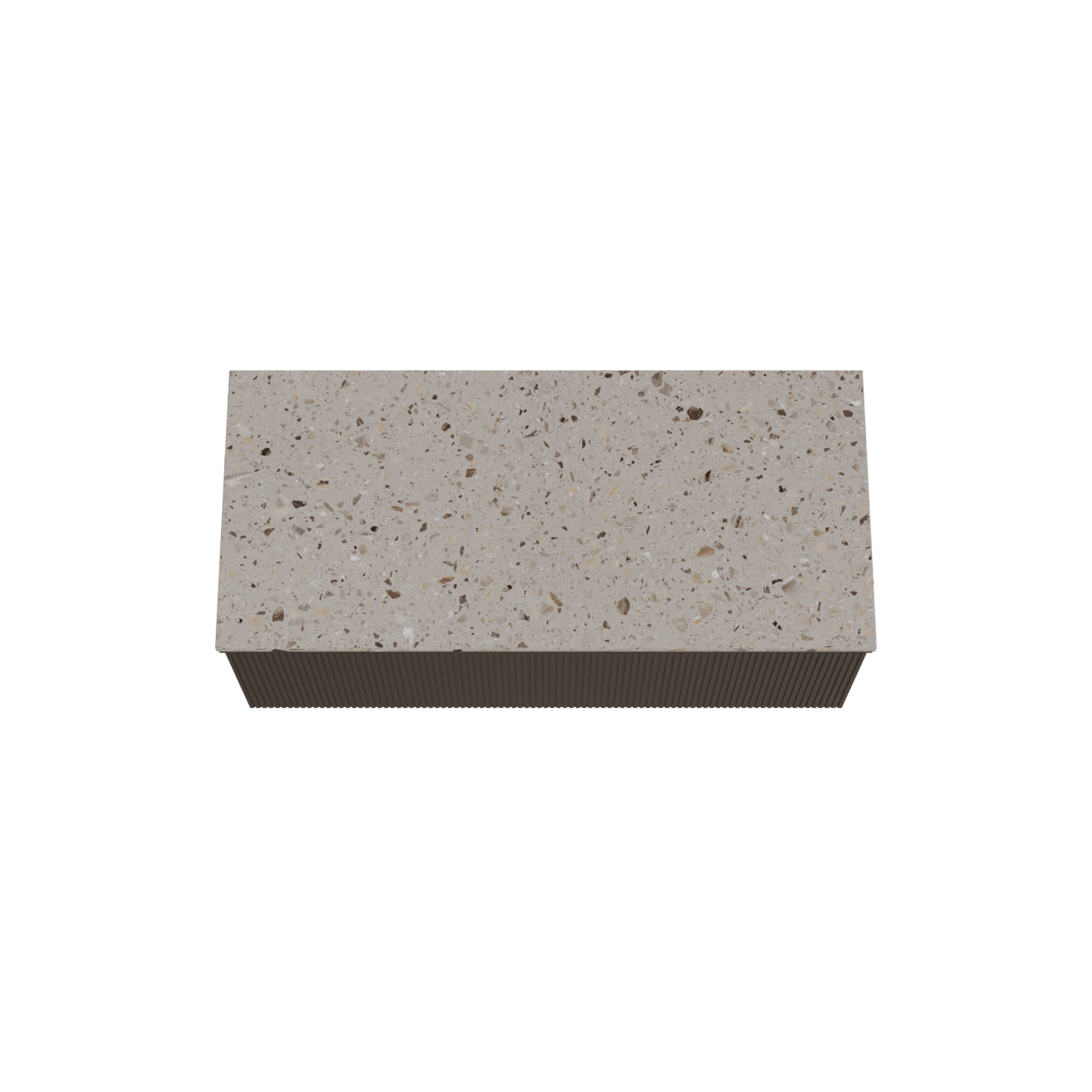 Balmani Forma zwevend badkamermeubel 120 x 55 cm zwarte eik met Stretto enkel of dubbel tablet in terrazzo greige terrazzo, Verticale symmetrische rechte ribbel