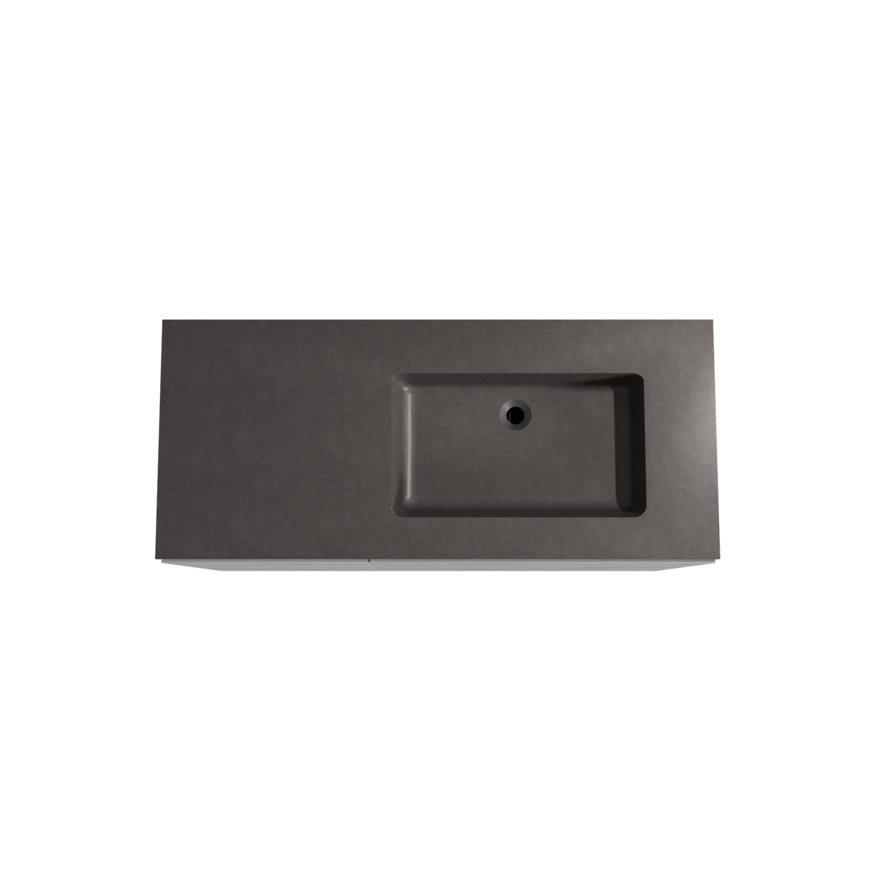 Storke Edge staand badmeubel 120 x 52 cm beton donkergrijs met Scuro asymmetrisch rechtse wastafel in kwarts mat zwart