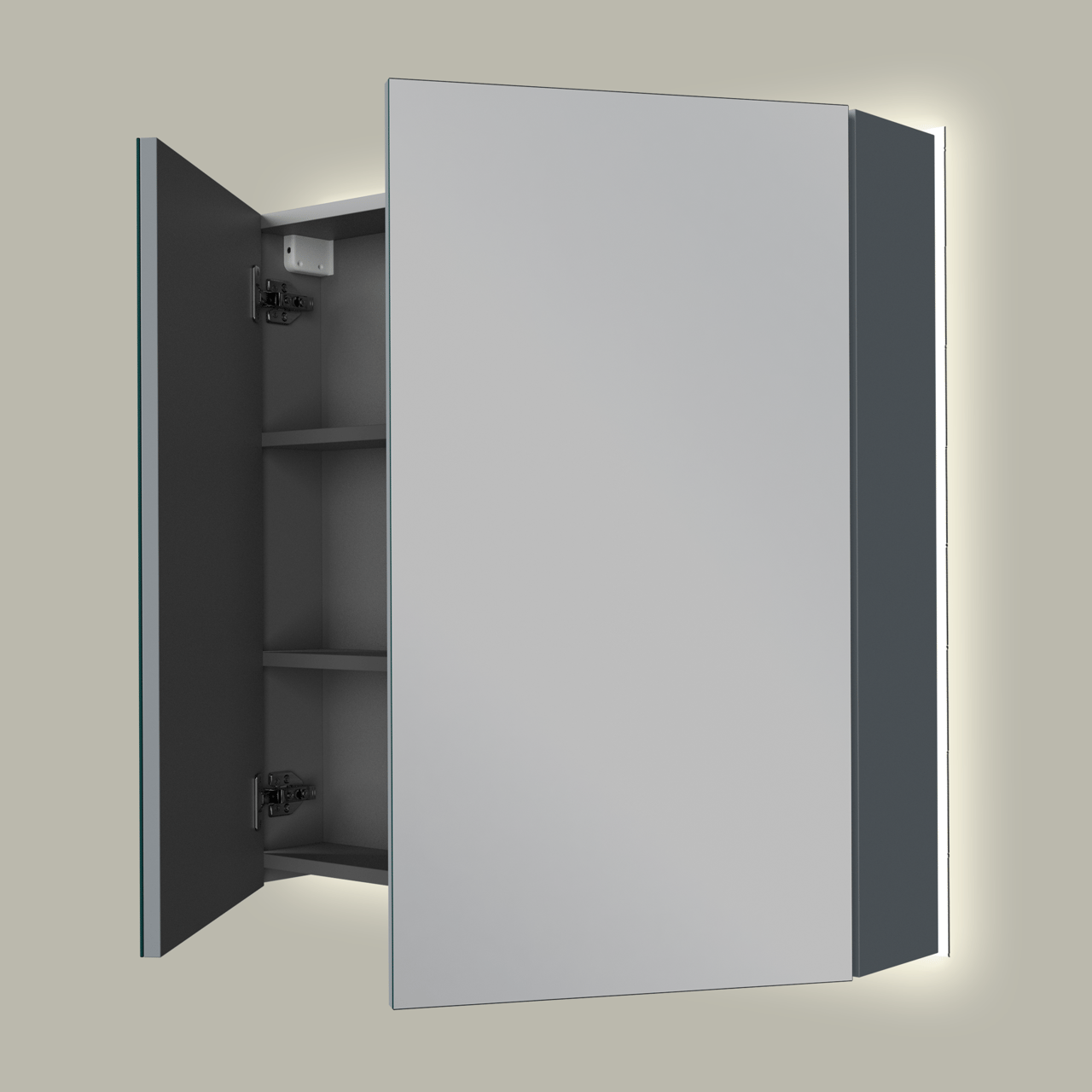 Linie Montro spiegelschrank 80 x 75 cm Blau Anthrazit, mit Spiegelbeleuchtung
