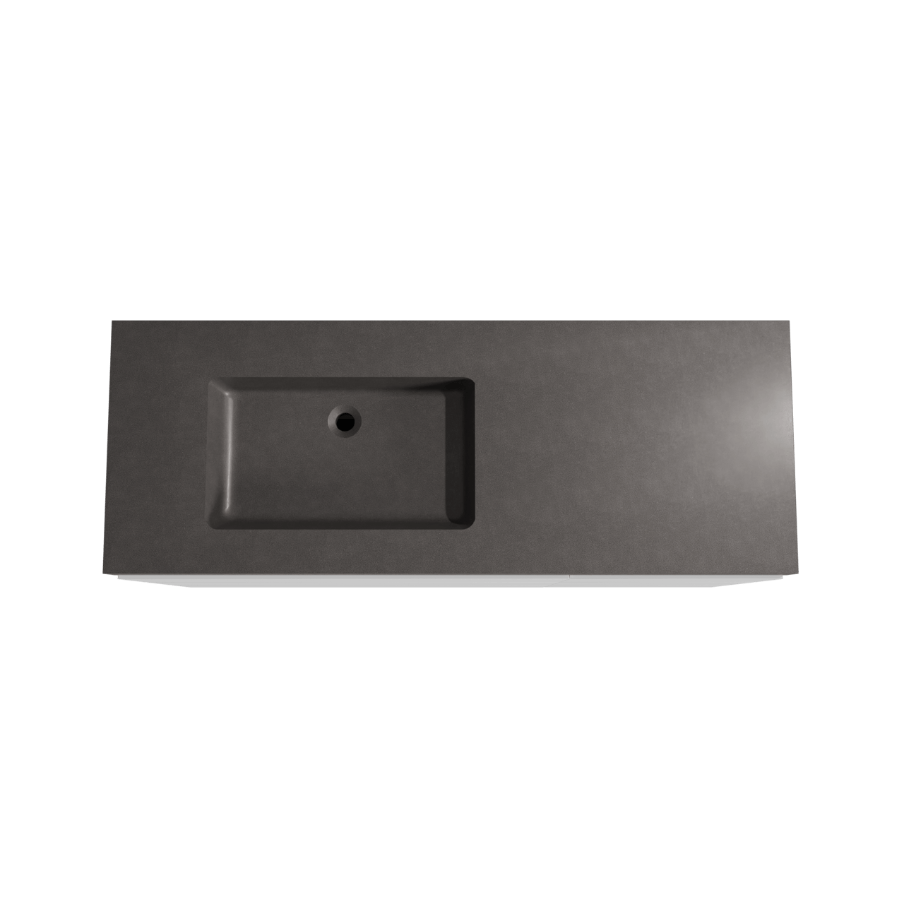 Storke Edge staand badkamermeubel 140 x 52 cm mat wit met Scuro High asymmetrisch linkse wastafel in kwarts mat zwart