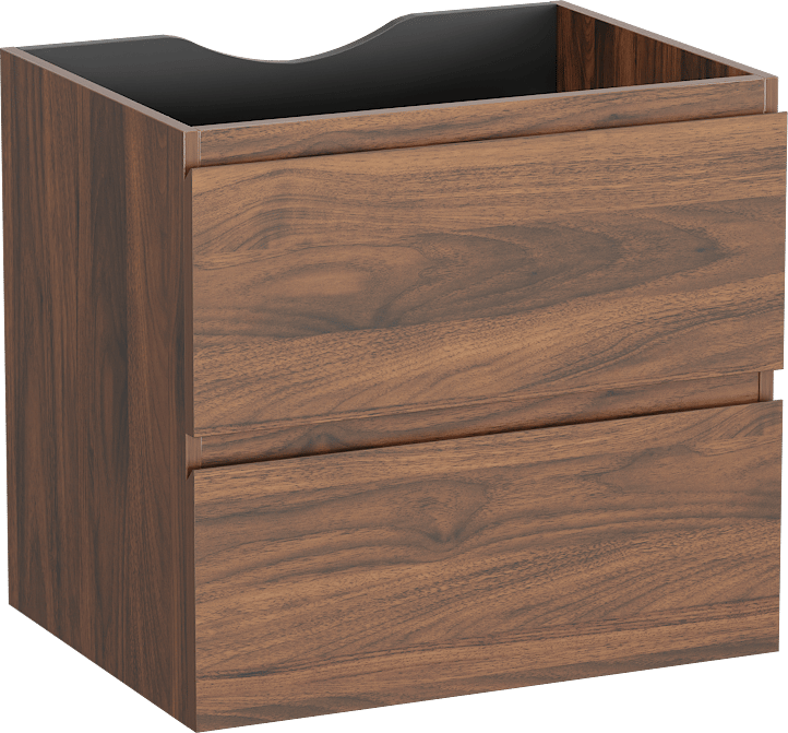 Linie Lado meuble sous-vasque suspendu 60 x 46 cm noyer 2 tiroirs