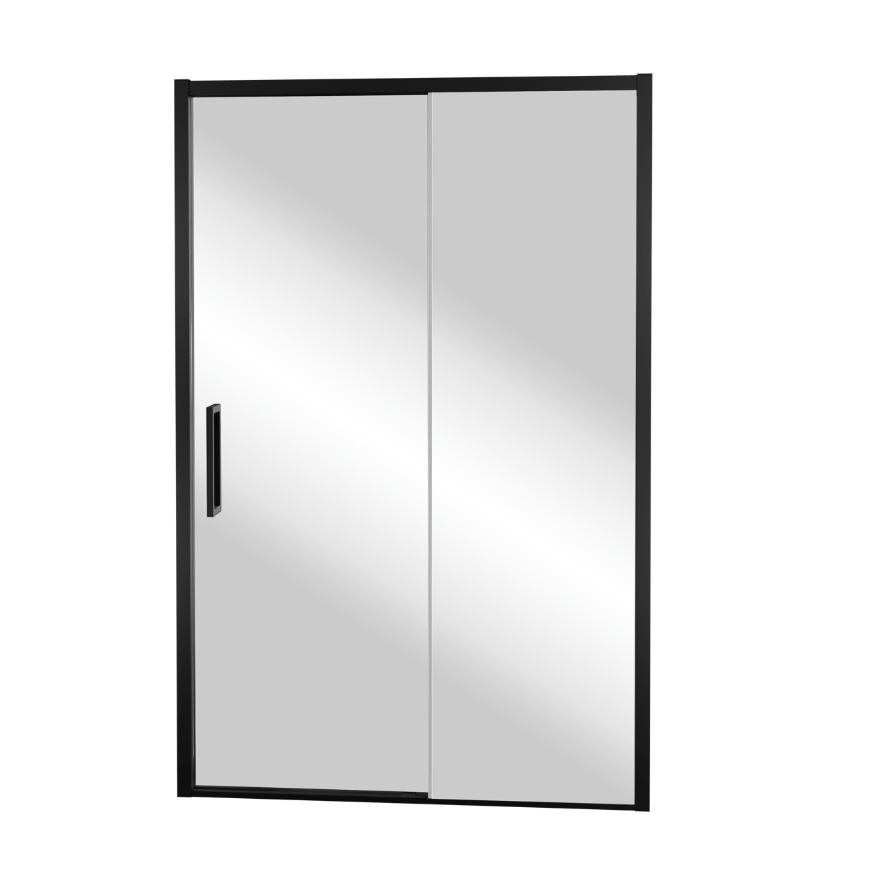 Balmani Senses Design porte coulissante à droite 160 cm x 210 cm verre Miroir Reflex, Profil noir, coating inclus