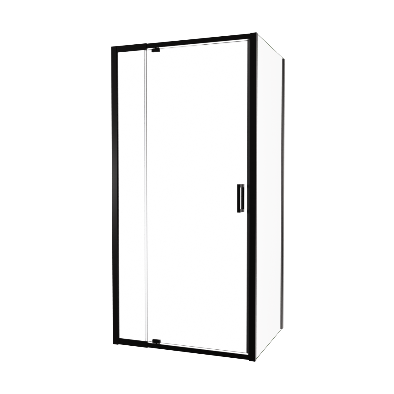 Luca Varess Vidor Telescope douchehoek met draaideur en vaste zijwand 100 x 80 cm helder glas mat zwart profiel