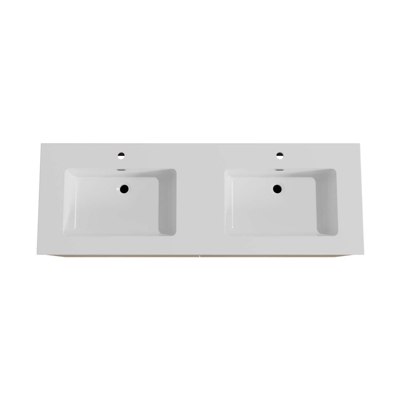 Storke Edge zwevend badmeubel 150 x 52 cm ruw eiken met Diva dubbele wastafel in composietmarmer hoogglans wit