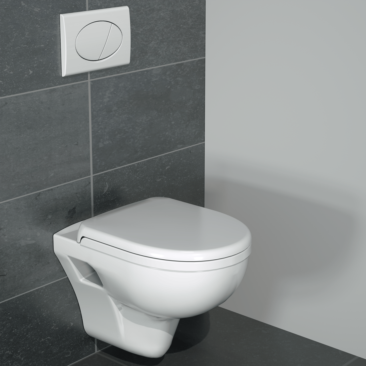 Linie Enzo wc suspendu Blanc Brillant rebord de chasse ouvert avec abattant de luxe