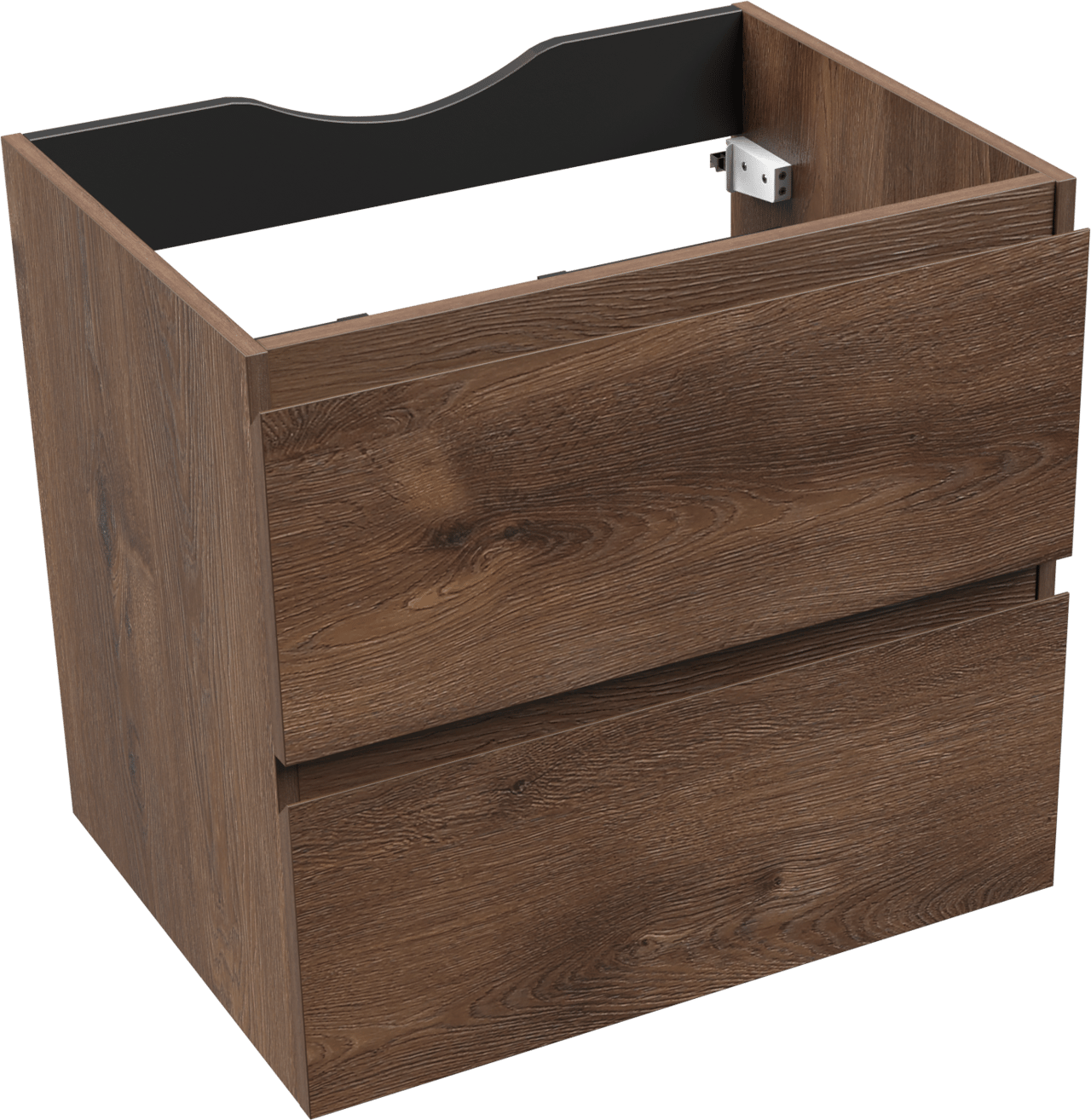Linie Lado meuble sous-lavabo suspendu 60 x 46 cm chêne brun 2 tiroirs
