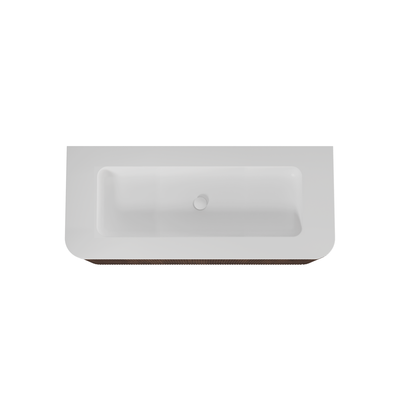 Balmani Moon meuble salle de bains suspendu 130 x 55 cm noyer américain avec Moon tablette simple ou double en solid surface blanc mat, Nervure droite symétrique verticale