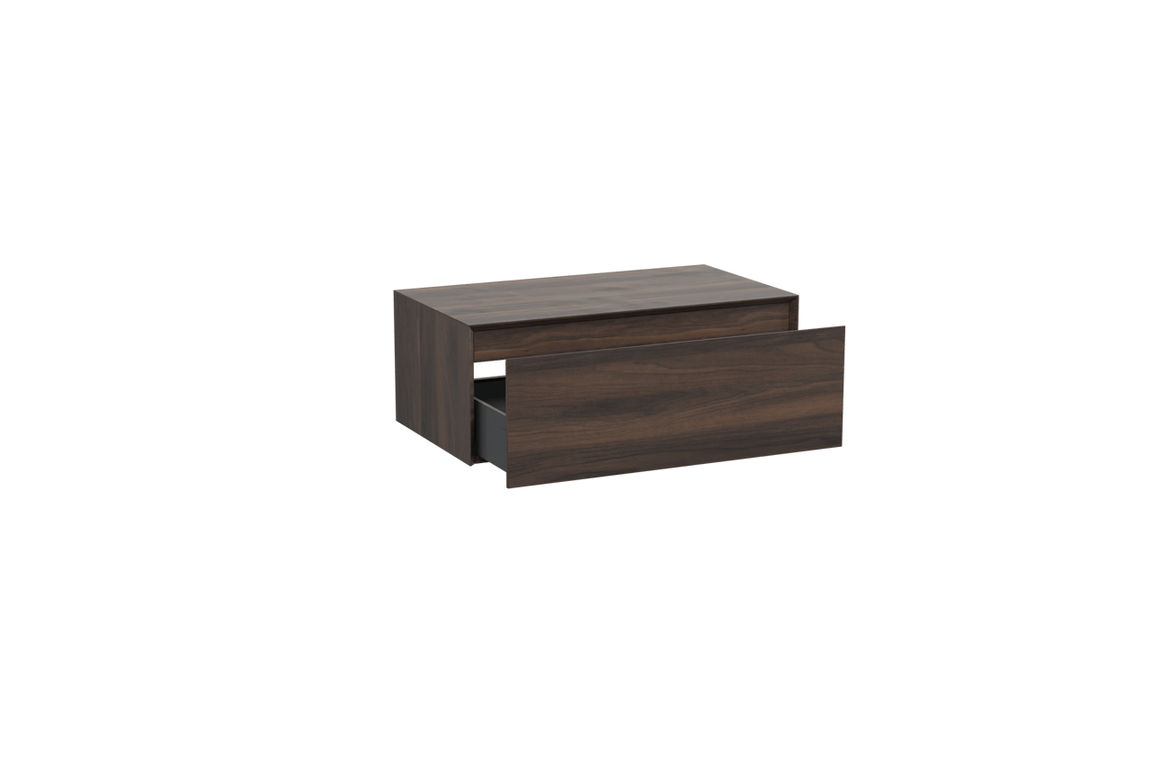 Storke Edge Modulo hängender Waschbeckenunterschrank: 85 x 48 cm, Nussbaum, 1 Schublade