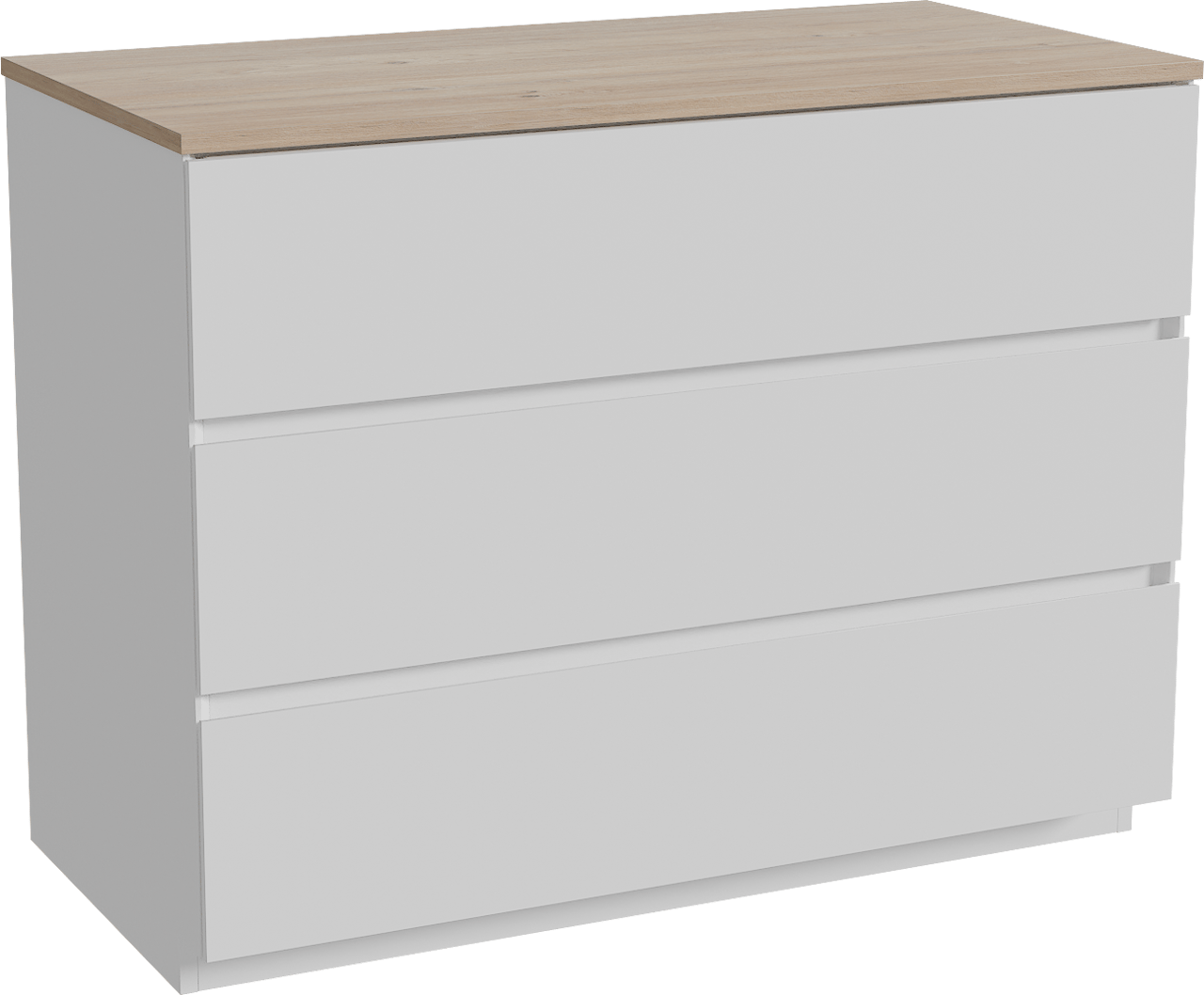 Storke Edge freistehendes Möbelstück Set: 105 x 52 cm, Weiß matt, mit Panton Einzel Waschtischplatte, Melamin Rohe Eiche
