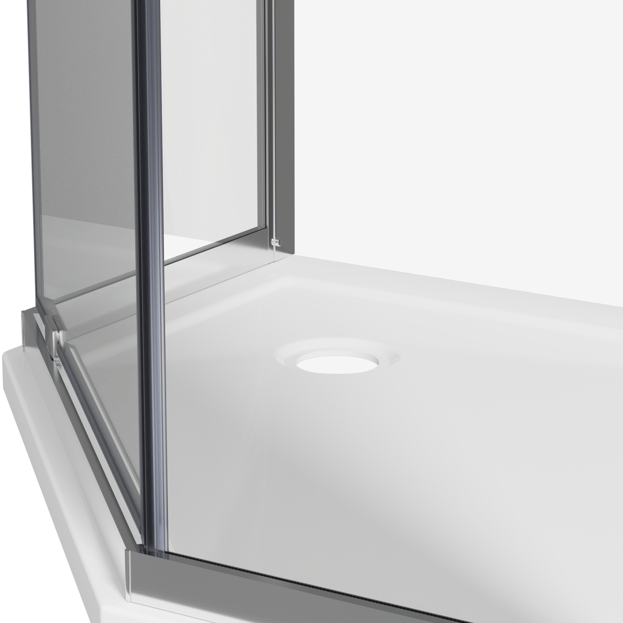 Luca Varess Vidor douchehoek vijfhoek 90 x 90 cm helder glas glanzend chroom profiel