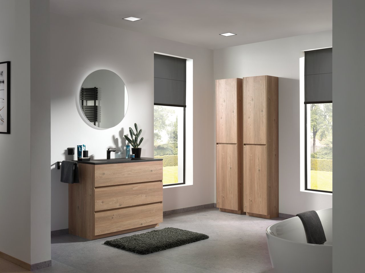 Storke Edge staande wastafelonderkast 105 x 52 cm ruwe eik 3 lades