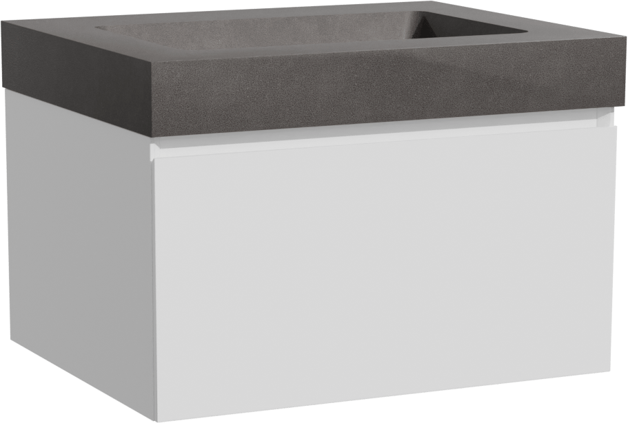Storke Edge zwevend badmeubel 65 x 52 cm mat wit met Scuro High enkele wastafel in kwarts mat zwart