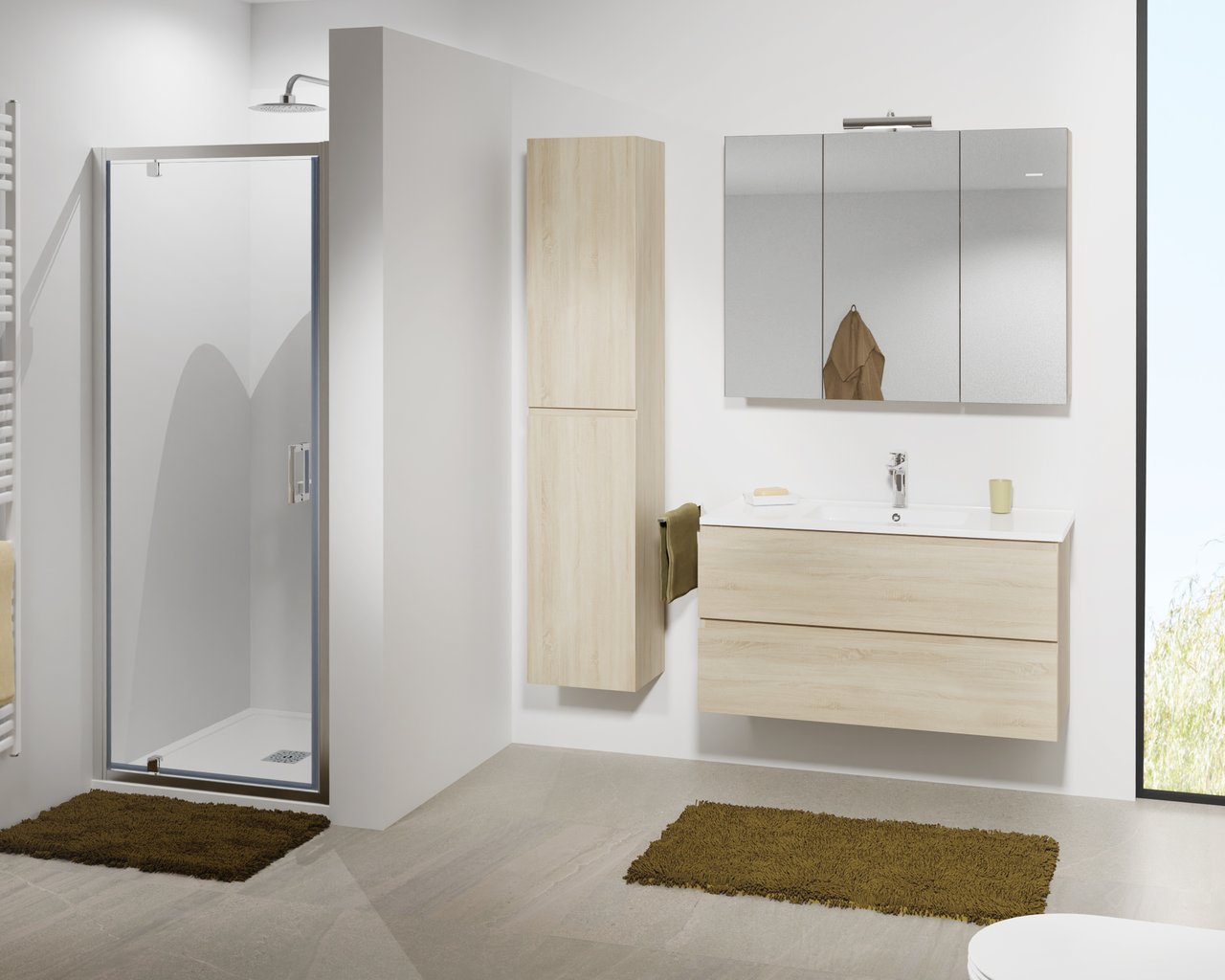 Luca Varess Vidor porte pivotante 80 x 190 cm verre transparent profil chrome brillant