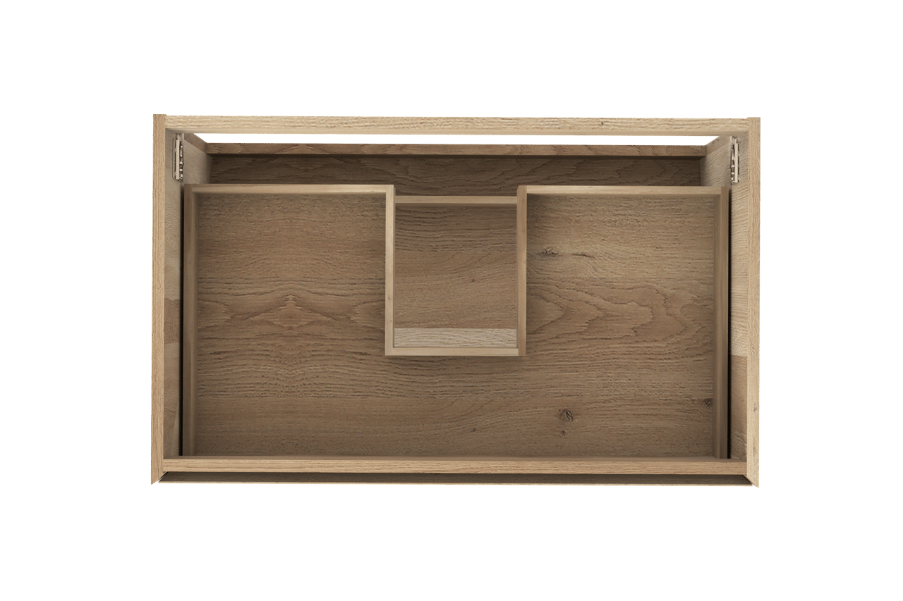 Balmani Mitra hängender Bad-Unterschrank, 90 x 55 cm, Eiche Natur, 2 Schubladen