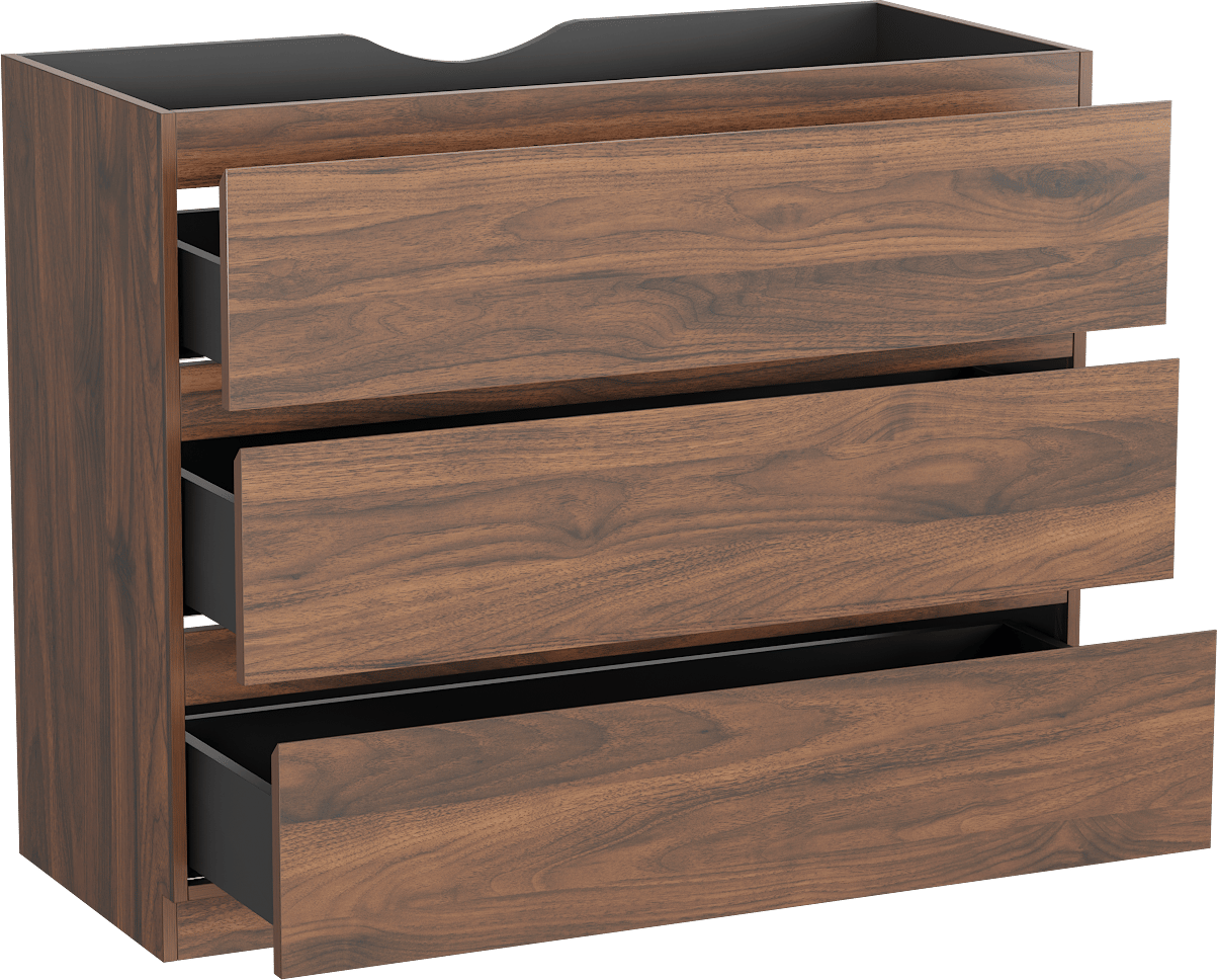 Linie Lado staande wastafelonderkast 100 x 46 cm notelaar 3 lades