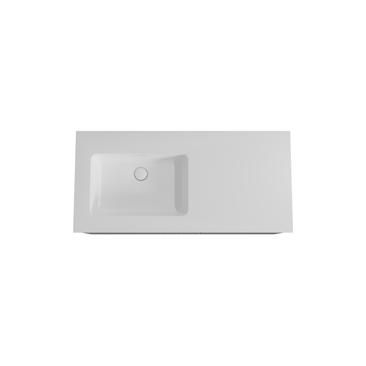 Storke Ribs zwevend badmeubel 110 x 52 cm zwart eiken met Mata asymmetrisch linkse wastafel in solid surface mat wit, Verticale asymmetrische rechte ribbel