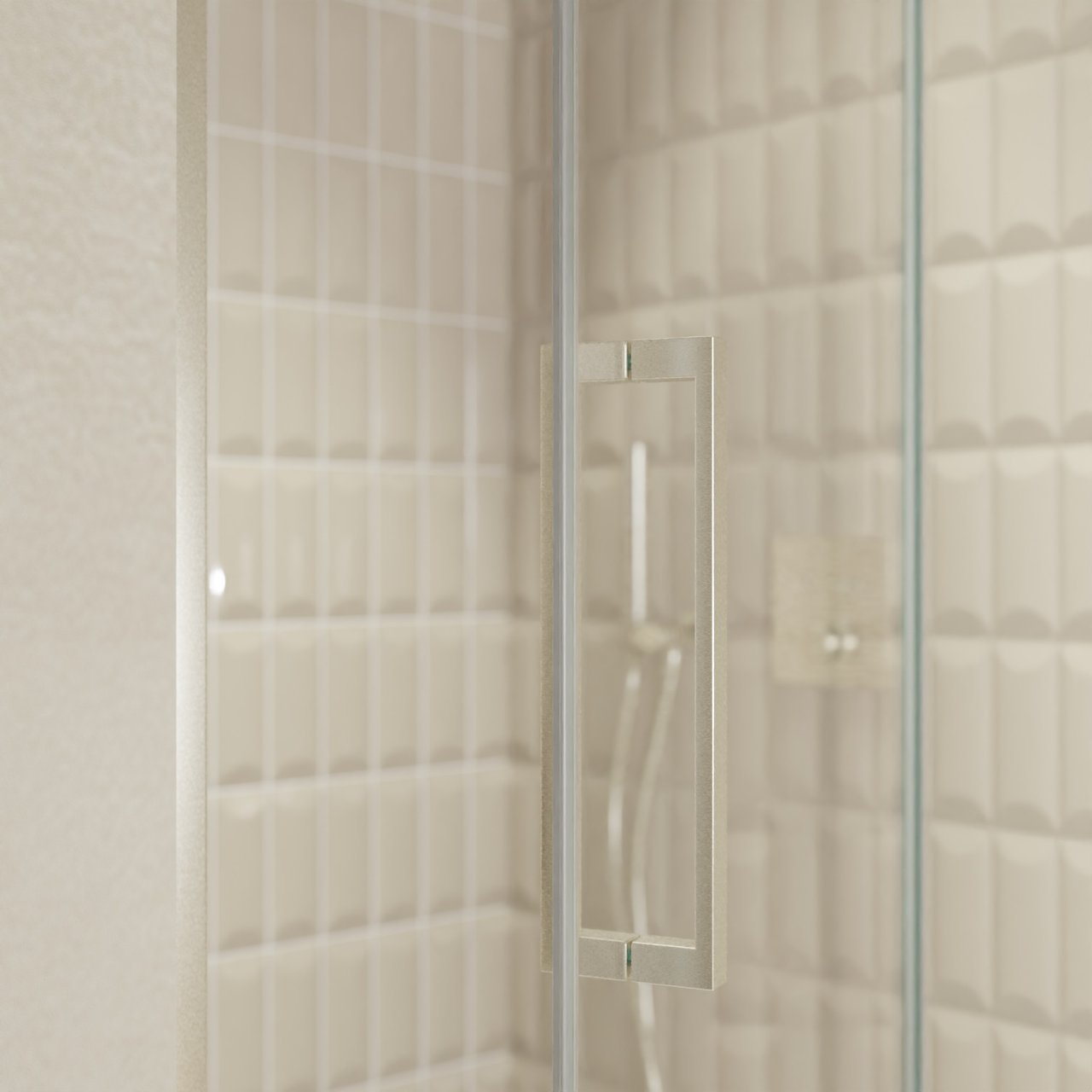 Balmani Senses Design porte pivotante à droite 120 cm x 210 cm verre transparent, Profil Brushed CoolMetal, coating inclus