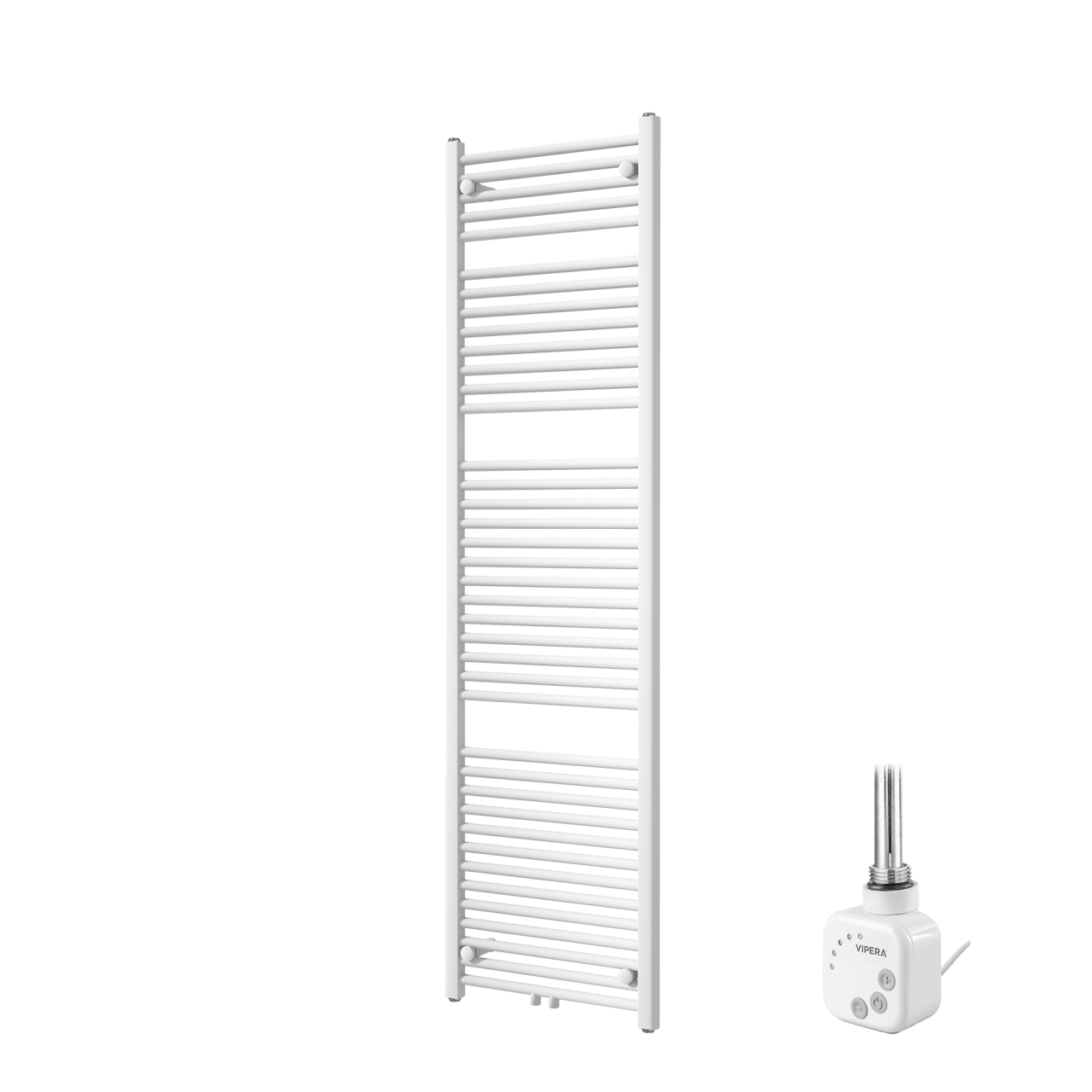 Vipera Kanza enkele handdoekradiator 50 x 180 cm elektrische verwarming mat wit zij- en middenaansluiting 800W, weerstand inbegrepen