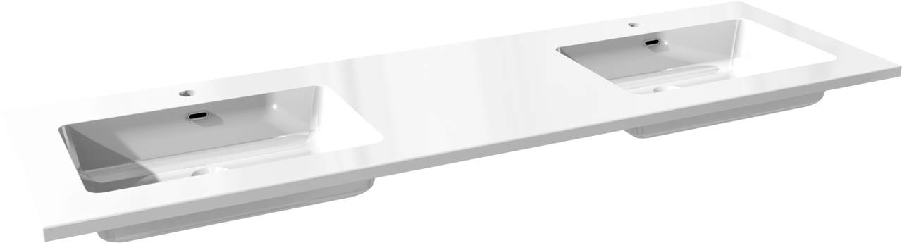 Storke Diva dubbele wastafel glanzend composiet marmer 165 x 52 cm
