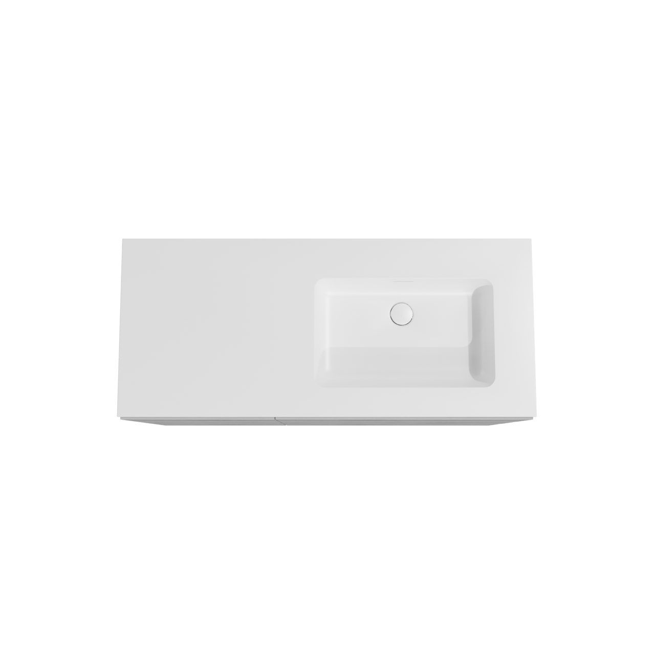 Storke Edge meuble salle de bains à poser 120 x 52 cm béton gris foncé avec Mata plan vasque asymétrique à droite en solid surface blanc mat