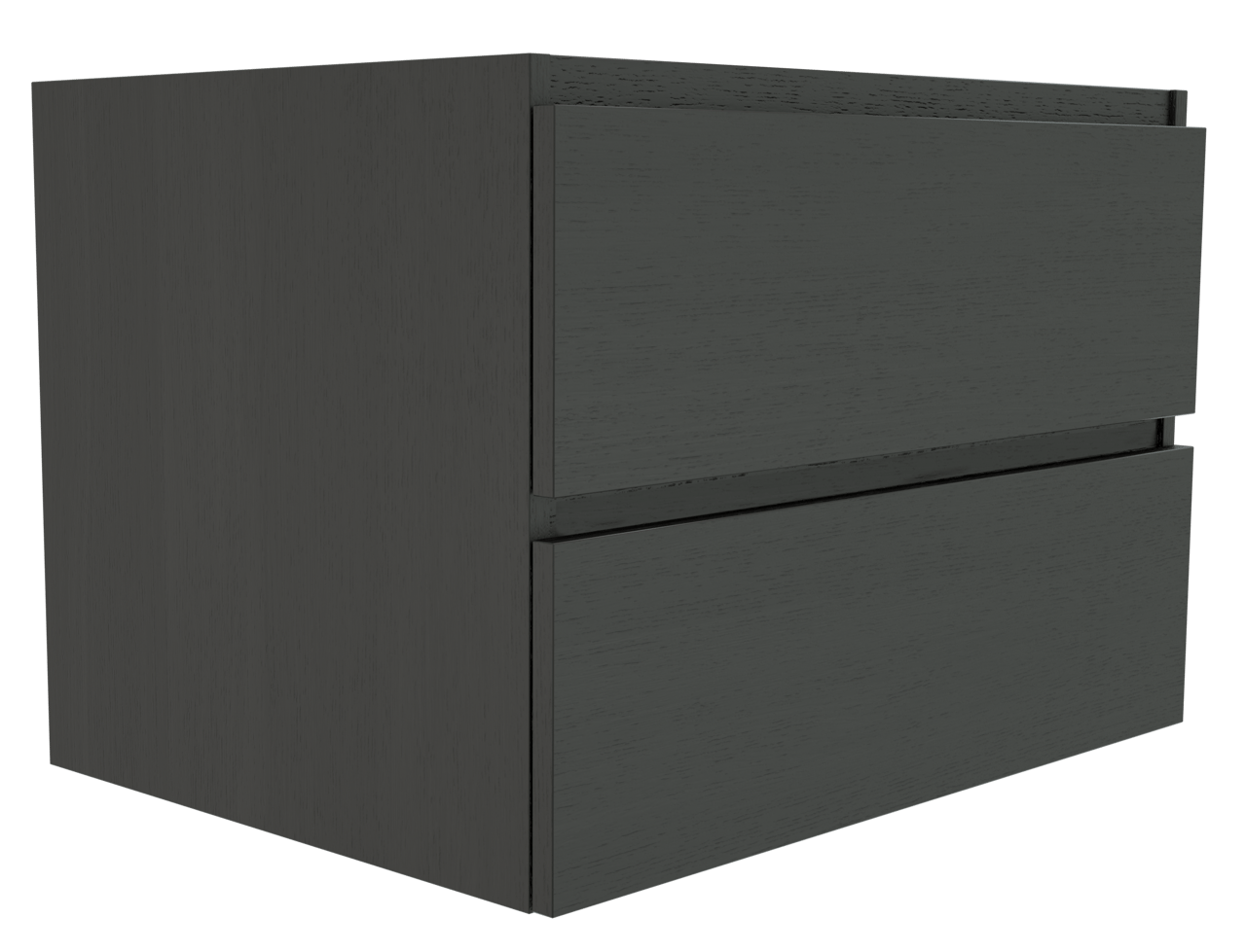Balmani Lucida hängender Waschbeckenunterschrank: 75 x 55 cm, Eiche Schwarz, 2 Schubladen