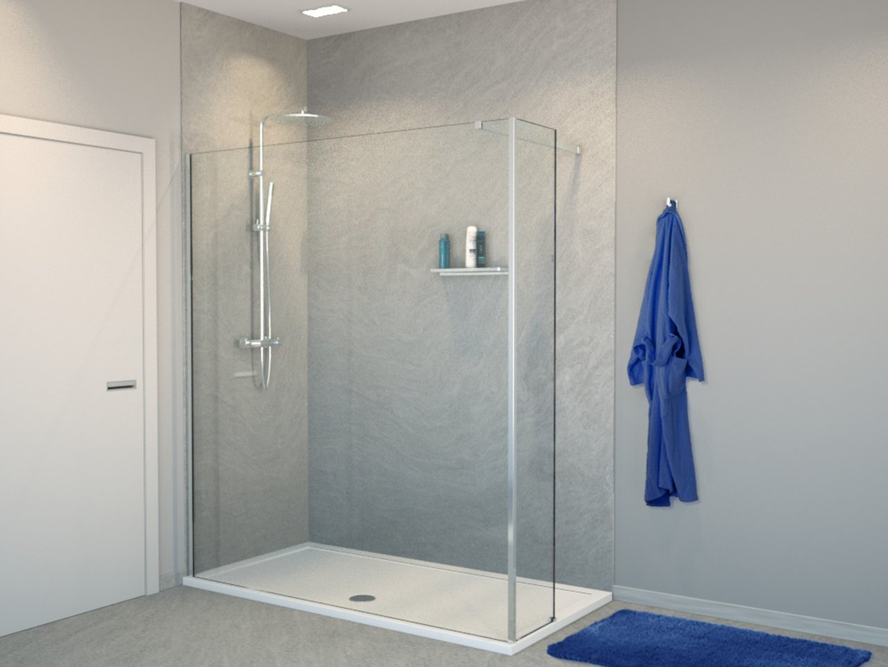 Balmani Modular inloopdouche met vaste zijwand 170 x 200 cm helder glas glanzend chroom profiel