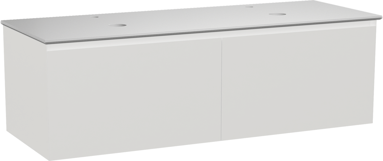 Balmani Idra by Mitra meuble salle de bains suspendu 150 x 55 cm blanc mat avec Facetta tablette double en solid surface blanc mat