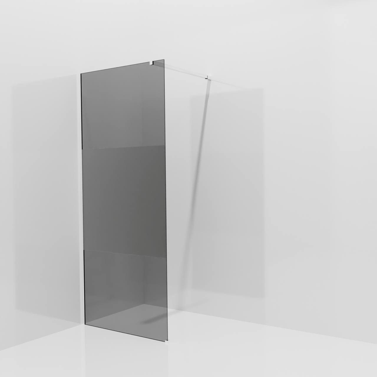 Balmani Modular inloopdouche: 90 x 200 cm, Rookglas met matte strook met coating, Glanzend chroom profielen