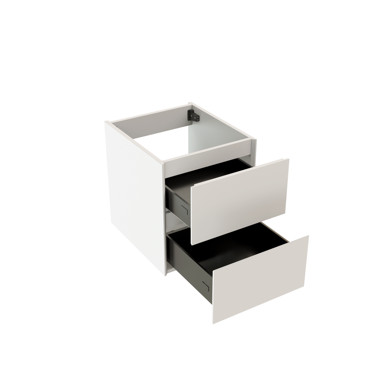 Storke Edge hängender Waschbeckenunterschrank: 45 x 52 cm, Weiß matt, 2 Schubladen