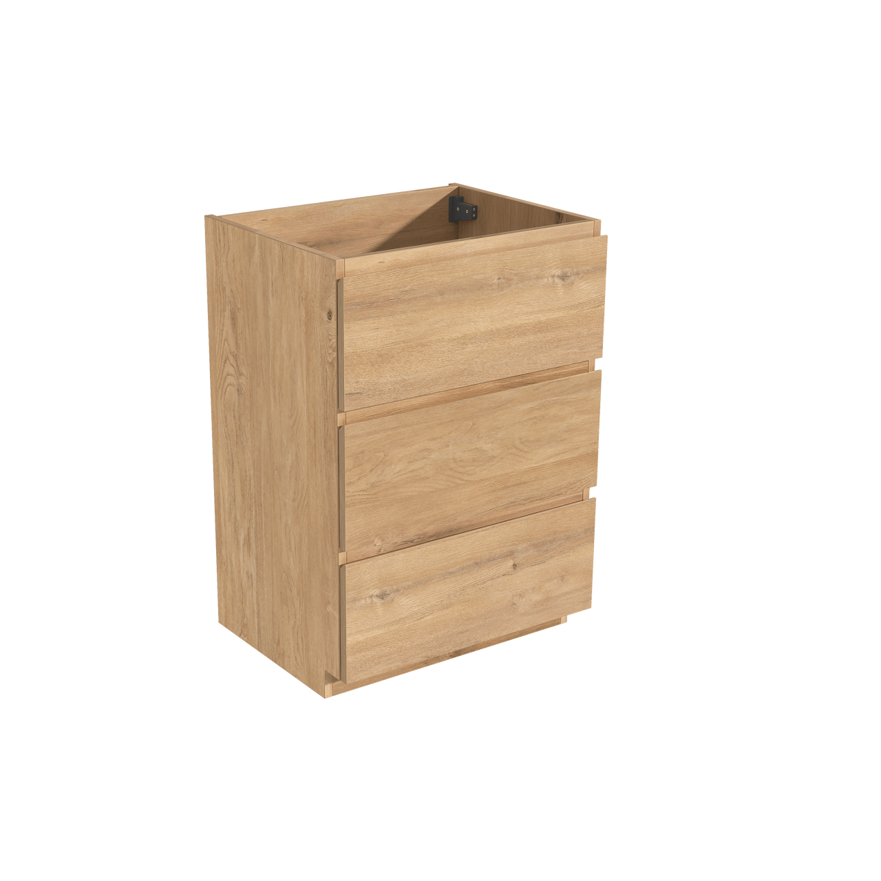 Storke Delta meuble sous-lavabo a poser 60 x 48 cm chêne naturel 3 tiroirs