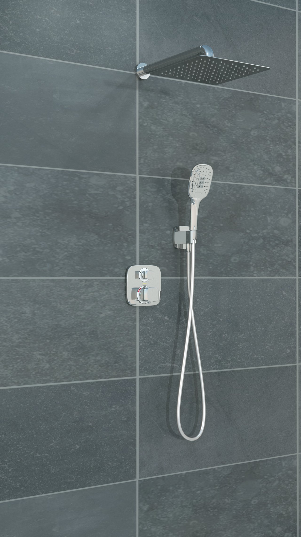 Hansgrohe Ecostat E thermostatische inbouw regendoucheset met vierkante regendouchekop 30 cm Glanzend Chroom