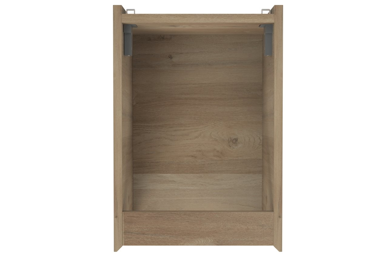 Storke Edge hängender Waschbeckenunterschrank: 35 x 52 cm, Eiche rustikal, mit 2 offenen Nischen