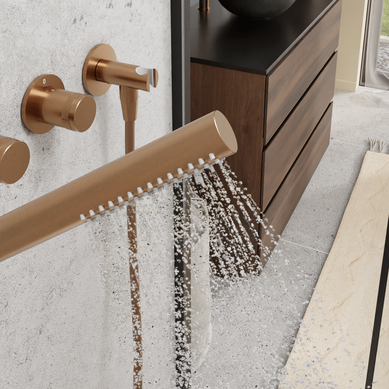 Blaufoss Pavilion thermostat de douche encastré Brushed Rosegold incl élément intégré