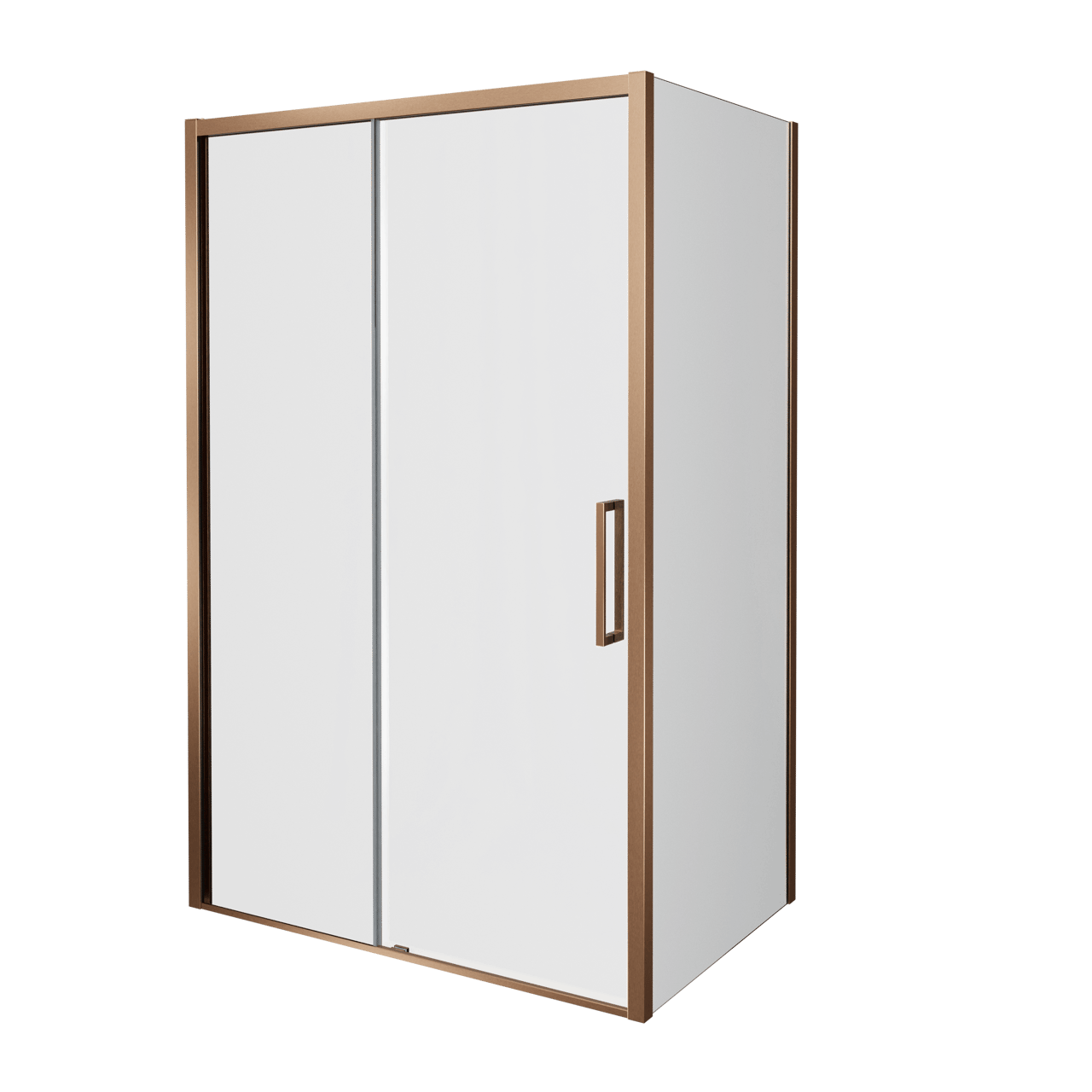 Balmani Senses Design douchehoek met linkse schuifdeur en vaste zijwand, 140 x 80 cm, Helder glas, Brushed Rosegold profielen