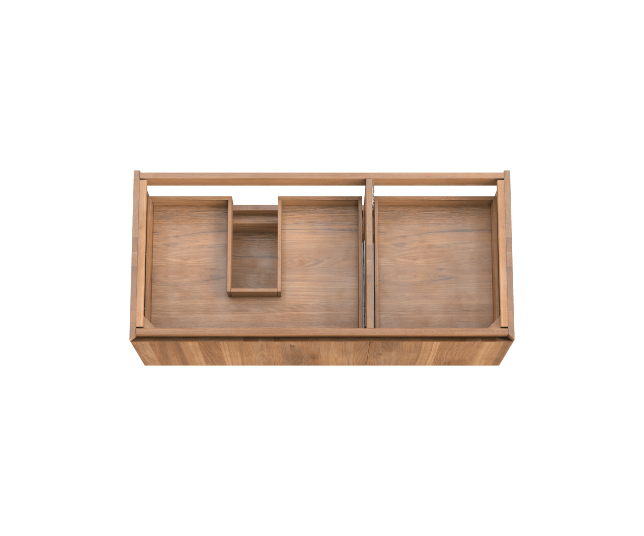 Balmani Idra by Mitra hängender Waschbeckenunterschrank: 120 x 55 cm, asymmetrisch links, Teak, 4 Schubladen