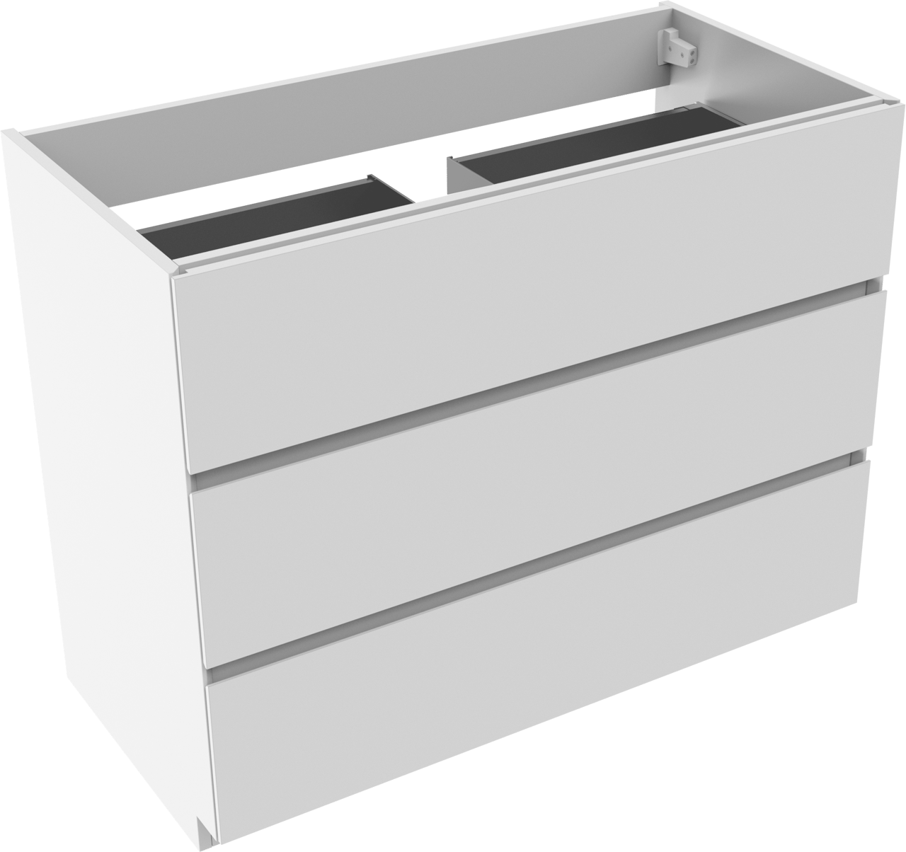 Storke Edge stehender Waschbeckenunterschrank: 105 x 52 cm, Weiß Glänzend, 3 Schubladen