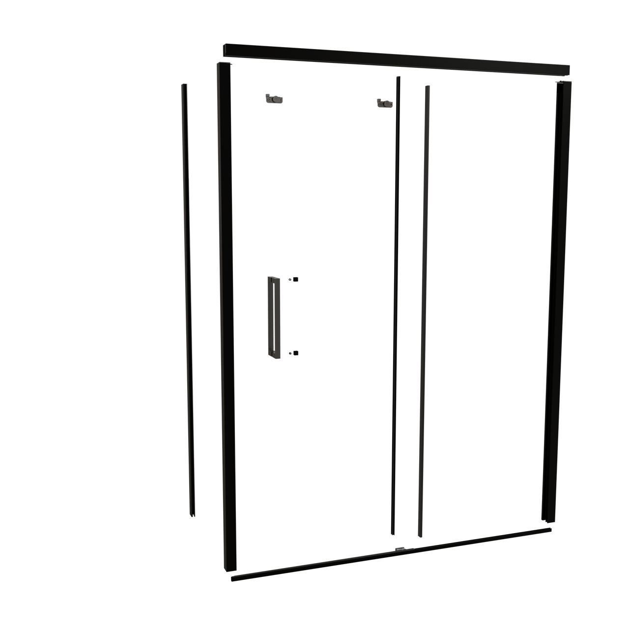 Balmani Senses Design 160 cm droite ensemble de profils pour coin-douche avec porte coulissante noir mat