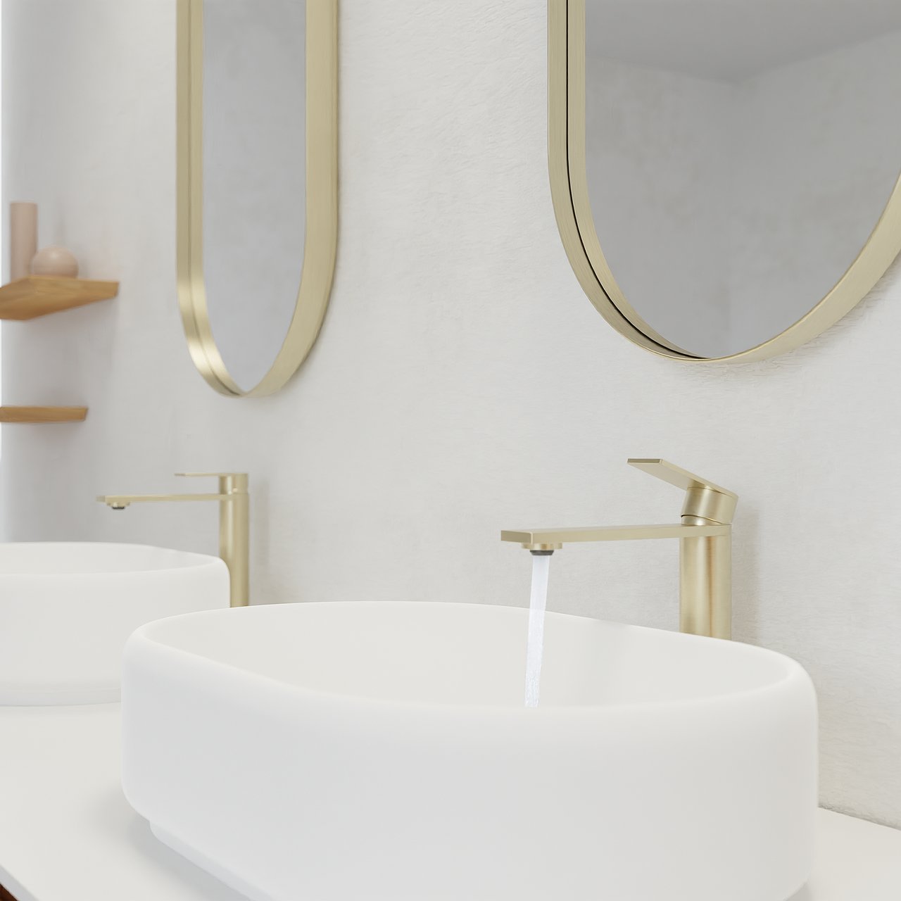 Blaufoss Fenix verhoogde wastafelkraan brushed champagne gold