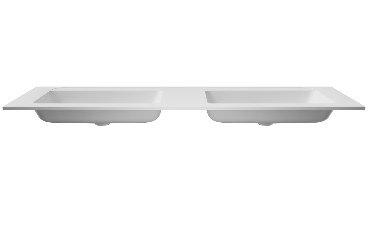 Balmani Tablo Strada dubbele wastafel matte composietmarmer (wit) 180 x 55 cm