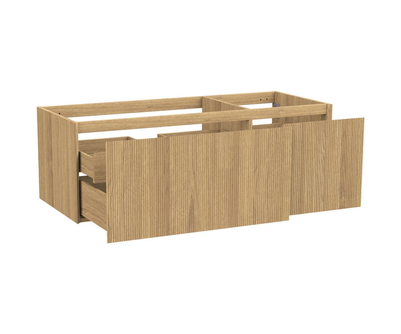 Balmani Fila by Mitra meuble sous-vasque suspendu 135 x 55 cm asymétrique à gauche plaqué chêne naturel 4 tiroirs