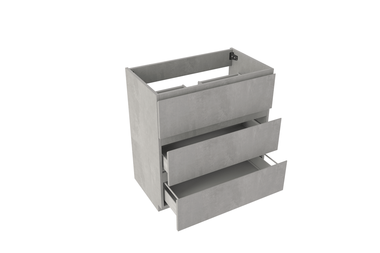 Storke Delta meuble sous-lavabo a poser 80 x 48 cm béton gris foncé 3 tiroirs