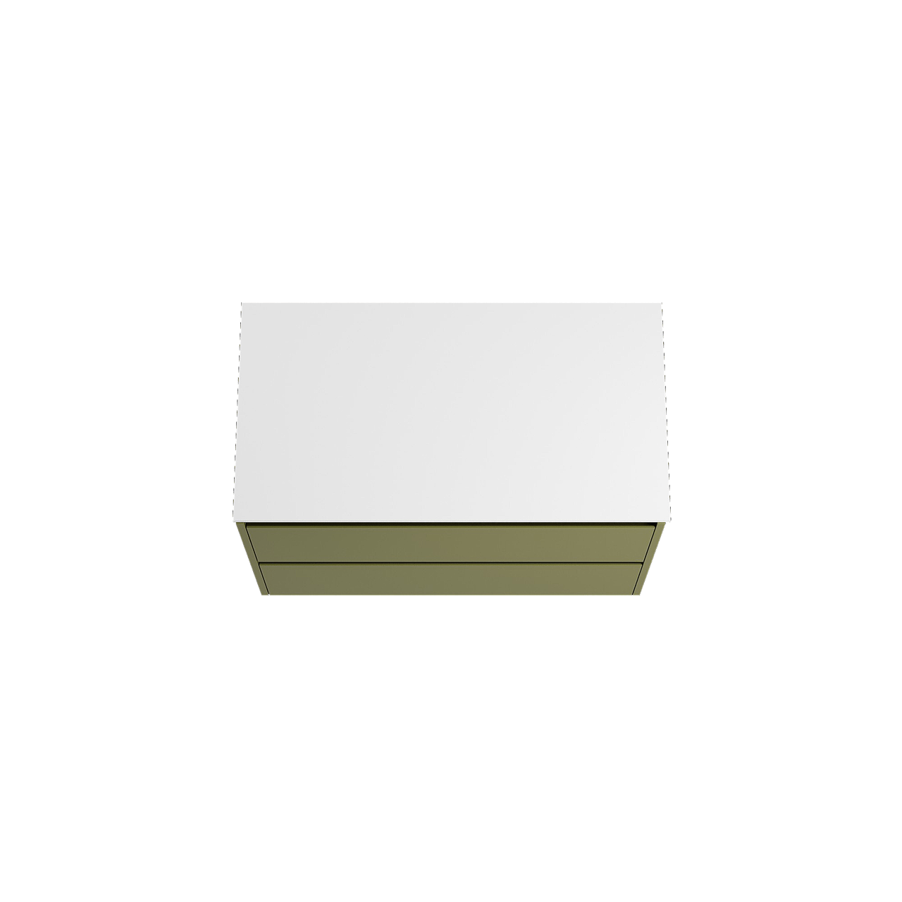 Storke Seda meuble salle de bains suspendu 95 x 52 cm vert olive avec Tavola tablette simple en solid surface blanc mat